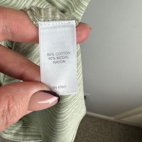 Women's Pure Jill Green Striped T-Shirt Dress Size XL - Picture 5 of 5